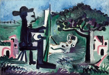 modele - Le peintre et son modele dans un paysage II 1963 kubimm Pablo Picasso